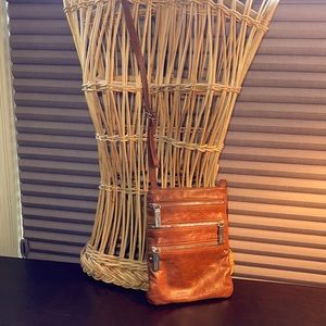 Hobo brown 3 zippers small crossbody bag